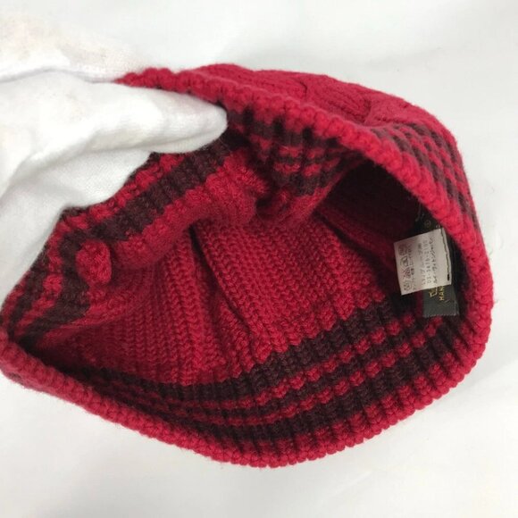 LOUIS VUITTON border beanie hat knit hat knit cap Knit hat wool Red - Picture 5 of 8